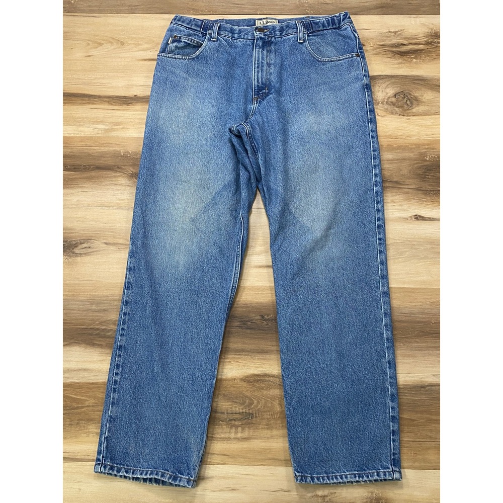 L.L. Bean Comfort Waist Jeans 34x32 Blue Denim Straight Leg Pants Cotton Vintage